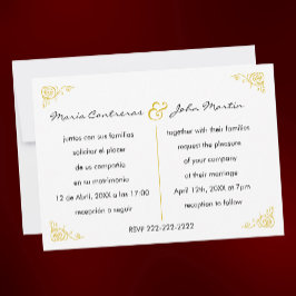 Bilingual English Wedding Invitation Kaart