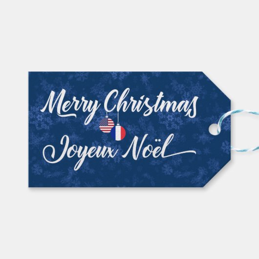 Bilingual French American Holiday Gift Labels Cadeaulabel (Voorkant (Horizontaal))