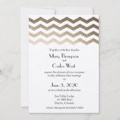 Bilingual Gold Ecru Chevron Wedding Kaart (Voorkant)