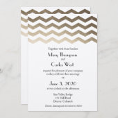 Bilingual Gold Ecru Chevron Wedding Kaart (Voorkant / Achterkant)