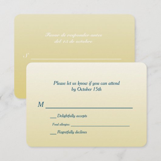 Bilingual Gold Ombre Wedding RSVP (Voorkant / Achterkant)