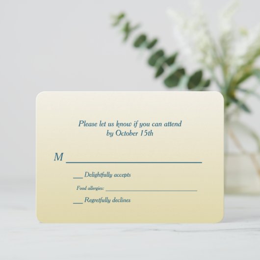 Bilingual Gold Ombre Wedding RSVP Kaartje (Staand voorkant)