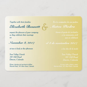 Bilingual Gold Ombre Wedding Uitnodiging