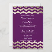 Bilingual Gold Shimmer Chevron Wedding Invitation Kaart (Voorkant)