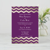 Bilingual Gold Shimmer Chevron Wedding Invitation Kaart (Staand voorkant)