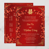 BILINGUAL Goud Lijst Rode Chinees Bruiloft Kaart (Voorkant / Achterkant)