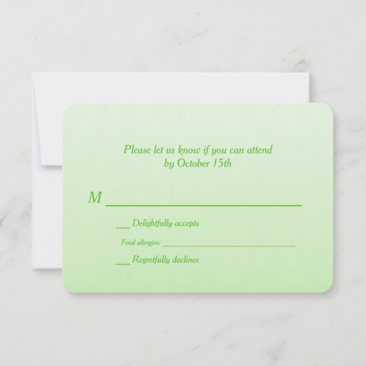 Bilingual Green Ombre Wedding RSVP (Voorkant)