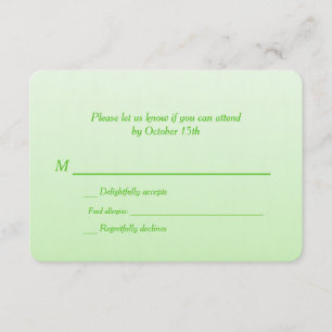 Bilingual Green Ombre Wedding RSVP Kaartje