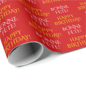 Bilingual "HAPPY BIRTHDAY!" & "BONNE FÊTE!" Cadeaupapier (Rol Hoek)