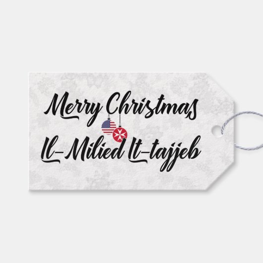 Bilingual Maltese American Holiday Gift Labels Cadeaulabel (Voorkant (Horizontaal))