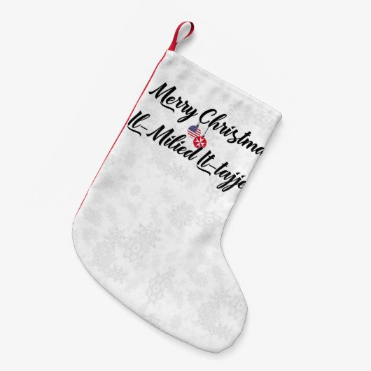 Bilingual Maltese American Xmas Stocking Kleine Kerstsok (Voorkant (Hangend))