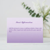 Bilingual Paars Weddenschap Guest Invitation Card Informatiekaartje (Staand voorkant)