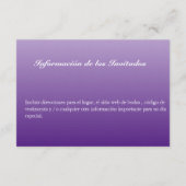 Bilingual Paars Weddenschap Guest Invitation Card Informatiekaartje (Achterkant)
