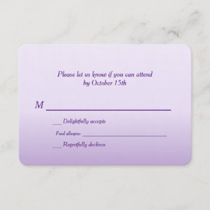 Bilingual Paarse Ombre Wedding RSVP Kaartje