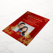 BILINGUAL Photo Red Gold Chinese Wedding Folie Uitnodiging (Gedraaid)