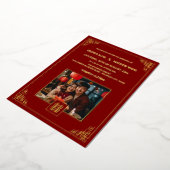 BILINGUAL Photo Red Gold Chinese Wedding Folie Uitnodiging (Gedraaid)