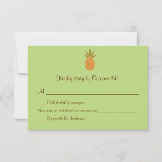 Bilingual Pineapple Wedding RSVP tweezijdig Kaartje (Voorkant)