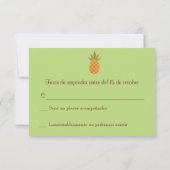 Bilingual Pineapple Wedding RSVP tweezijdig Kaartje (Achterkant)