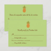 Bilingual Pineapple Wedding RSVP tweezijdig Kaartje (Voorkant / Achterkant)