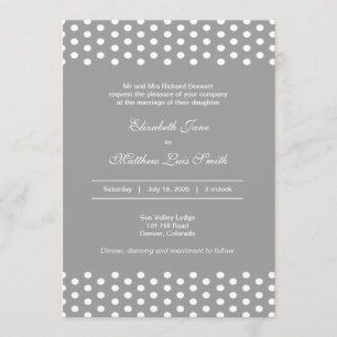 Bilingual Polka Dot Wedding Invitation 2-Sided Kaart