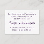 Bilingual Purple Script Temple Sealing Invitation Informatiekaartje (Achterkant)