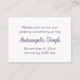 Bilingual Purple Script Temple Sealing Invitation Informatiekaartje