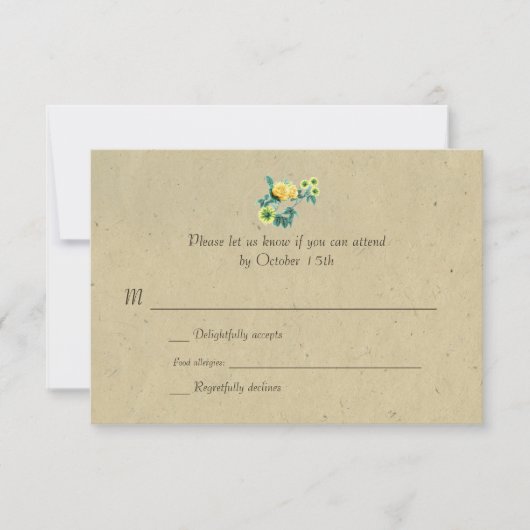 Bilingual Rustic Flower Garland Wedding RSVP (Voorkant)