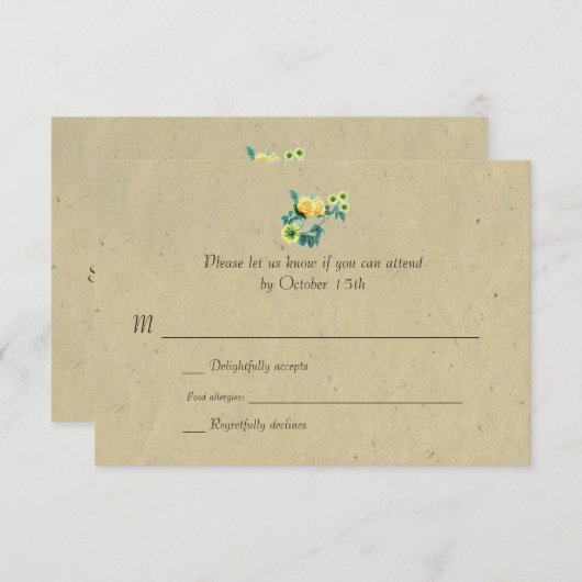 Bilingual Rustic Flower Garland Wedding RSVP (Voorkant / Achterkant)