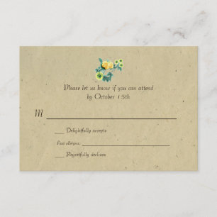 Bilingual Rustic Flower Garland Wedding RSVP Kaartje
