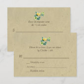 Bilingual Rustic Flower Garland Wedding RSVP Kaartje (Voorkant / Achterkant)
