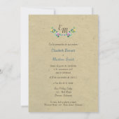 Bilingual Rustic Monogram Flower Wedding Invite Kaart (Achterkant)