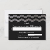 Bilingual SIlver Night Chevron Wedding RSVP Kaartje (Achterkant)