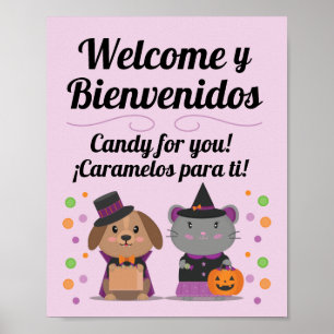 Bilingual Spaans-English Halloween Sign Poster