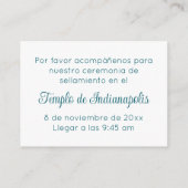 Bilingual Teal Script Temple Sealing Invitation Informatiekaartje (Achterkant)