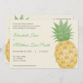 Bilingual Tropical Pineapple Wedding Invitation Kaart (Voorkant / Achterkant)