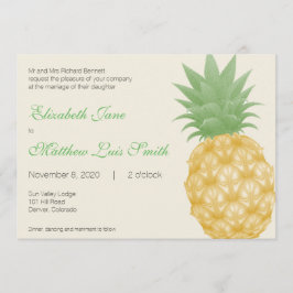 Bilingual Tropical Pineapple Wedding Invitation Kaart