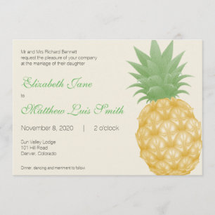 Bilingual Tropical Pineapple Wedding Invitation Kaart