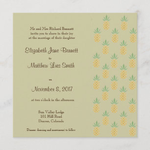 Bilingual Tropical Wedding Invitation Square Kaart