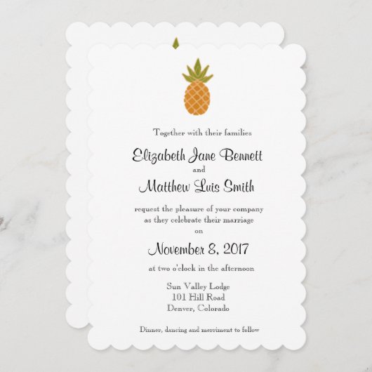 Bilingual Tropical Wedding Invitation tweezijdig Kaart (Voorkant / Achterkant)