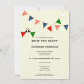 Bilingual US & Mexico Bunting Wedding Invitation Kaart (Achterkant)