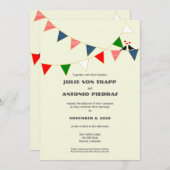 Bilingual US & Mexico Bunting Wedding Invitation Kaart (Voorkant / Achterkant)
