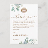 Bilingual Vietnamese Wedding Eucalyptus Bedankkaart (Voorkant)