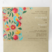 Bilingual Wedding Invitation - Kraft Flora Drieluik Uitnodiging (Binnenzijde eerst)