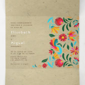 Bilingual Wedding Invitation - Kraft Flora Drieluik Uitnodiging (Binnenkant midden)