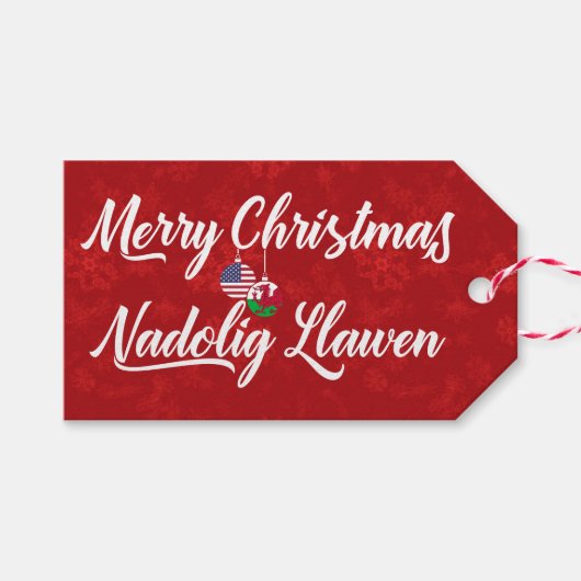 Bilingual Welsh American Holiday Gift Labels Cadeaulabel (Voorkant (Horizontaal))