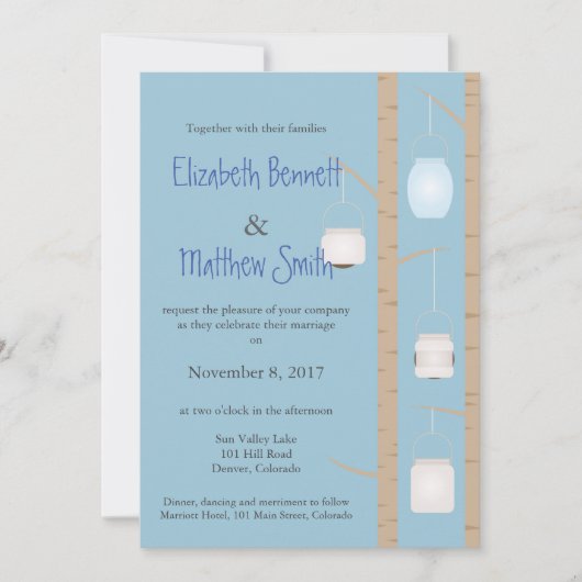 Bilingual Woodland Wedding Invitation Kaart (Voorkant)