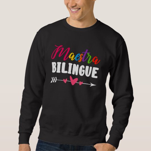 Bilinguale Meesteres Spaans Tweetalige Leraar Stud Trui (Voorkant)