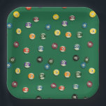 Bilizart Pool Party Game Night Papieren Bordje<br><div class="desc">Dit patroon bevat handgetekende poolballen 1-15,  effen en gestreepte,  die de klassieke competitie oproepen.</div>