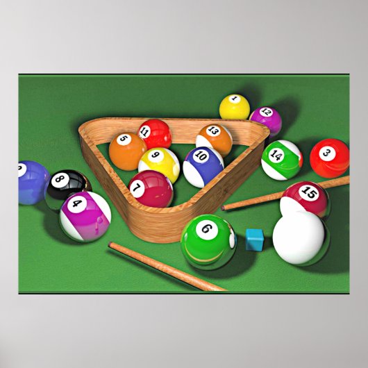 Biljardenspel, kleurrijk poster (Voorkant)