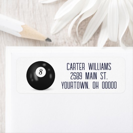 Biljart 8 bal op wit etiket (Insitu)